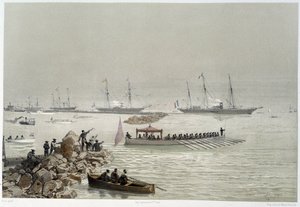 Ankunft der Souveräne in Suez in „Einweihung des Suezkanals“ von G. Nicole. 1869 von Edouard Riou