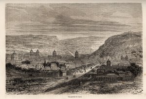Gesamtansicht von Cusco oder Cusco, ehemalige Hauptstadt der Inkas, Zeichnung von Riou, zur Illustration von Paul Marcoys Reise durch Südamerika von 1848 bis 1860. Gravur in „Le tour du monde“, herausgegeben von Edouard Charton von Edouard Riou