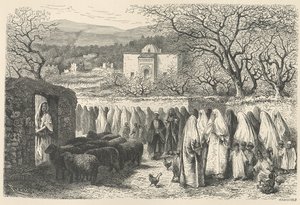 Marabout und Prozession: Tlemcen, graviert von Henri Theophile Hildibrand (1824-97) von Edouard Riou
