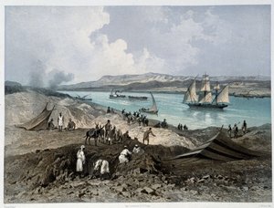 Ansicht des Kanals - in Einweihung des Suezkanals von G. Nicole. 1869 von Edouard Riou