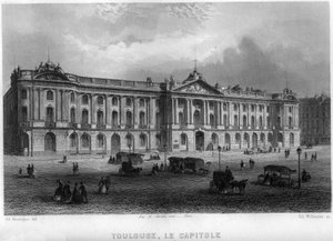 Ansicht des Kapitols der Stadt Toulouse, Haute-Garonne, Midi-Pyrénées, Frankreich. Gravur von Willmann in „La France ancienne et moderne“ von Jean-Bernard Mary-Lafon von Edouard Willmann