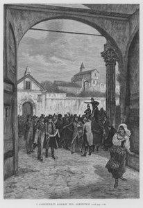 Die römischen Verschwörer auf dem Gianicolo (Gravur)