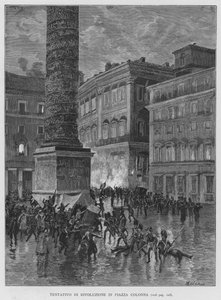 Revolutionsversuch auf der Piazza Colonna (Gravur) von Edouardo Matania