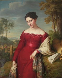 Porträt einer jungen eleganten Dame von Eduard Friedrich Leybold