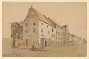 Straße in Thorn mit dem Geburtshaus von Nikolaus Kopernikus von Eduard Gaertner