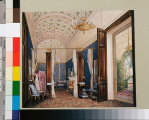 Interieurs des Winterpalastes: Das Ankleidezimmer von Kaiserin Alexandra Fjodorowna von Eduard Hau