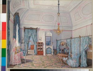 Interieurs des Winterpalastes - Das Schlafzimmer der Großfürstin Maria Alexandrowna von Eduard Hau