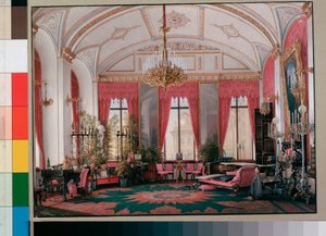 Interieurs des Winterpalastes - Das Himbeerzimmer der Kaiserin Maria Alexandrowna von Eduard Hau
