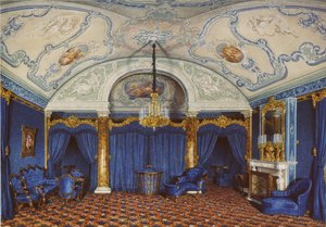 Innenräume des Winterpalastes. Das vierte reservierte Apartment. Ein Schlafzimmer von Eduard Hau