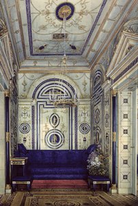 Das Blaue Kabinett im Großen Palast in Zarskoje Selo, vor 1840 von Eduard Hau
