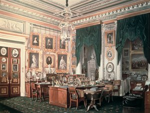 Das Arbeitszimmer von Alexander III. (1845-94) im Gatchina-Palast, ca. 1881 von Eduard Hau