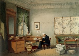 Baron Alexander von Humboldt (1769-1859) in seinem Arbeitszimmer
