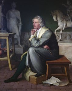 Bertel Thorvaldsen in seinem Atelier in Rom, 1834 von Eduard von Heuss