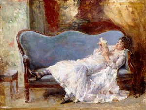 Eine Dame beim Lesen
