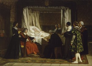 Königin Isabella I. von Kastilien diktiert ihr Testament