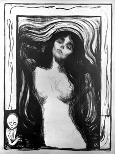 Madonna, Lithographie von Edvard Munch, gewidmet Dr. Bucher von Edvard Munch