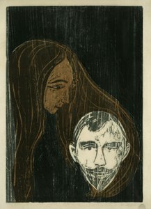Männerkopf in Frauenhaar