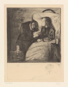 Frau neben einem kranken Kind von Edvard Munch