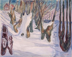 Winterlandschaft mit Haus von Edvard Munch