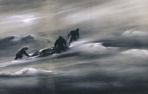 Drei Männer mit einem Schlitten im Schnee (1910-12) von Edward Adrian Wilson