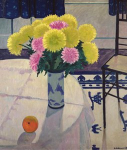 Stillleben mit Chrysanthemen in einer Vase