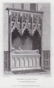 Monument von John Gower, in der St. Saviours Kirche, Southwark (Gravur) von Edward Blore