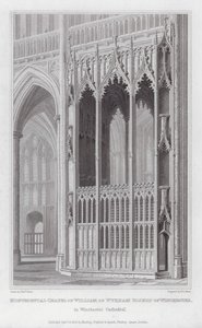 Monumentale Kapelle von William of Wykham, Bischof von Winchester, in der Kathedrale von Winchester (Gravur) von Edward Blore