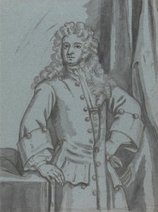 Ein Herr, der einen langen geknöpften Mantel mit großen Manschetten trägt von Edward Byng