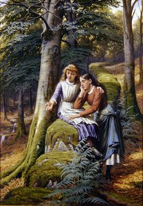 Zwei Mädchen in einer Landschaft