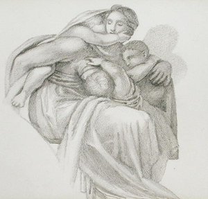 Mutter und drei Kinder von Edward Coley Burne Jones