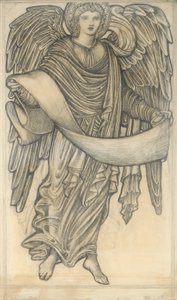 Engel mit Schriftrolle - Figur Nummer acht, 1880 von Edward Burne Jones