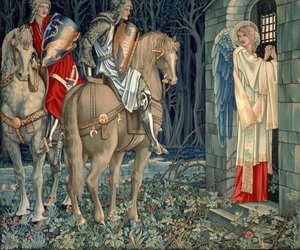 Suche nach dem Heiligen Gral Wandteppiche - Panel 3 - Das Scheitern von Sir Gawaine; Sir Gawaine und Sir Uwaine an der Ruinenkapelle, 1895-96 von Edward Burne Jones