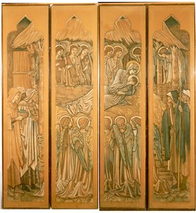 Die Geburt Christi, Entwürfe für das Buntglasfenster in St. Deiniol, Hawarden, 1897 von Edward Burne Jones