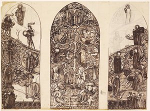 Der Baum Jesse, Entwurf für ein Buntglasfenster in der Waltham Abbey, hergestellt von Powell & Co., 1860