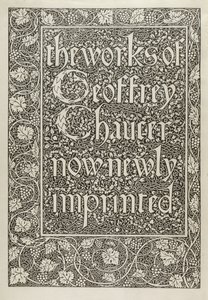 Titelseite, aus Die Werke von Geoffrey Chaucer jetzt neu gedruckt, graviert von William Morris (1834-96) 1896 von Edward Coley after Burne Jones