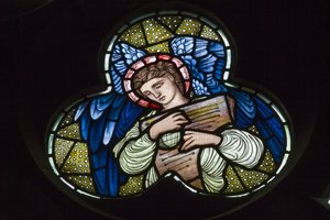 Wilden, Allerheiligen, Morris & Co., Edward Burne-Jones, John Henry Dearle (1859-1932), Engel mit Dulcimer, Engelmusiker von Edward Coley and Dearle John Henry  Burne Jones