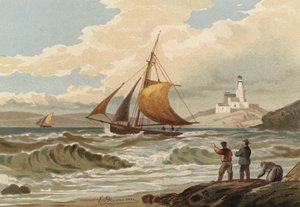 Fischerboote kehren zurück, Mumbles-Leuchtturm