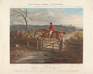 Satz von zehn Blättern, einem Textblatt und einem bedruckten Umschlag: Graf Sandors Heldentaten in Leicestershire von Edward Duncan
