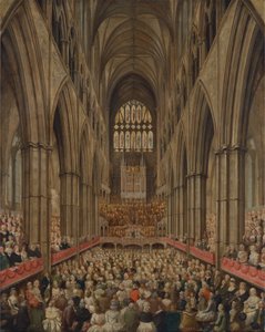 Innenansicht der Westminster Abbey bei der Gedenkfeier für Händel, vom Manager-Box aus gesehen
