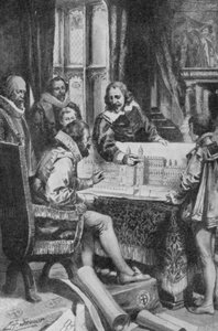Inigo Jones zeigt König James I. seine Pläne zum Wiederaufbau von Whitehall
