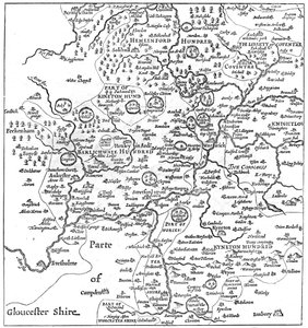Eine Karte von Stratford-upon-Avon und seiner Umgebung, 1610 von Edward Hull