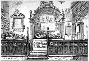 Die Bank in der Clopton-Kirche, Stratford-upon-Avon, Warwickshire von Edward Hull