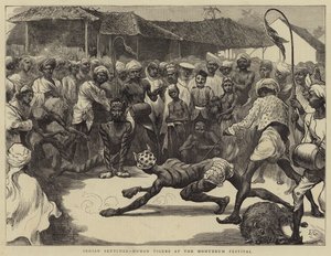 Indische Skizzen, Menschliche Tiger beim Mohurrum-Festival von Edward John Gregory
