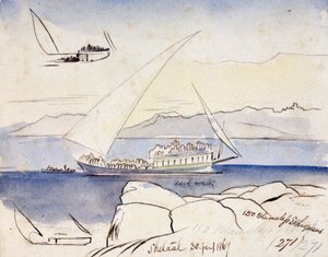 Eine ägyptische Dhow auf dem Nil bei Shetaal (Ägypten) von Edward Lear