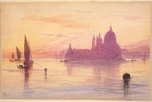 Santa Maria della Salute, Venedig, bei Sonnenuntergang, 1865-1884 von Edward Lear