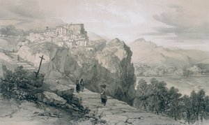 Ansichten von Rom und seiner Umgebung: Rocca Giovane und in der Ferne die Städte Licenza und Civitella di Licenza