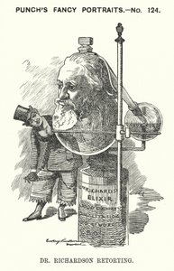 Karikatur von Punch: Benjamin Ward Richardson, englischer Arzt (Stich)