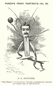 Punch-Karikatur: Fred Spofforth, australischer Cricketspieler (Gravur)