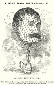 Punch-Karikatur: Frederick Burnaby, britischer Armee-Geheimdienstoffizier und Ballonfahrer (Gravur) von Edward Linley (after) Sambourne