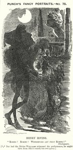 Punch-Karikatur: Henry Irving, englischer Schauspieler (Stich) von Edward Linley (after) Sambourne